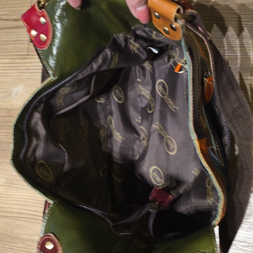 AmeriLeather Hazelle Multicolor Boho Patchwork Leather Handbag - Picture 5 of 9